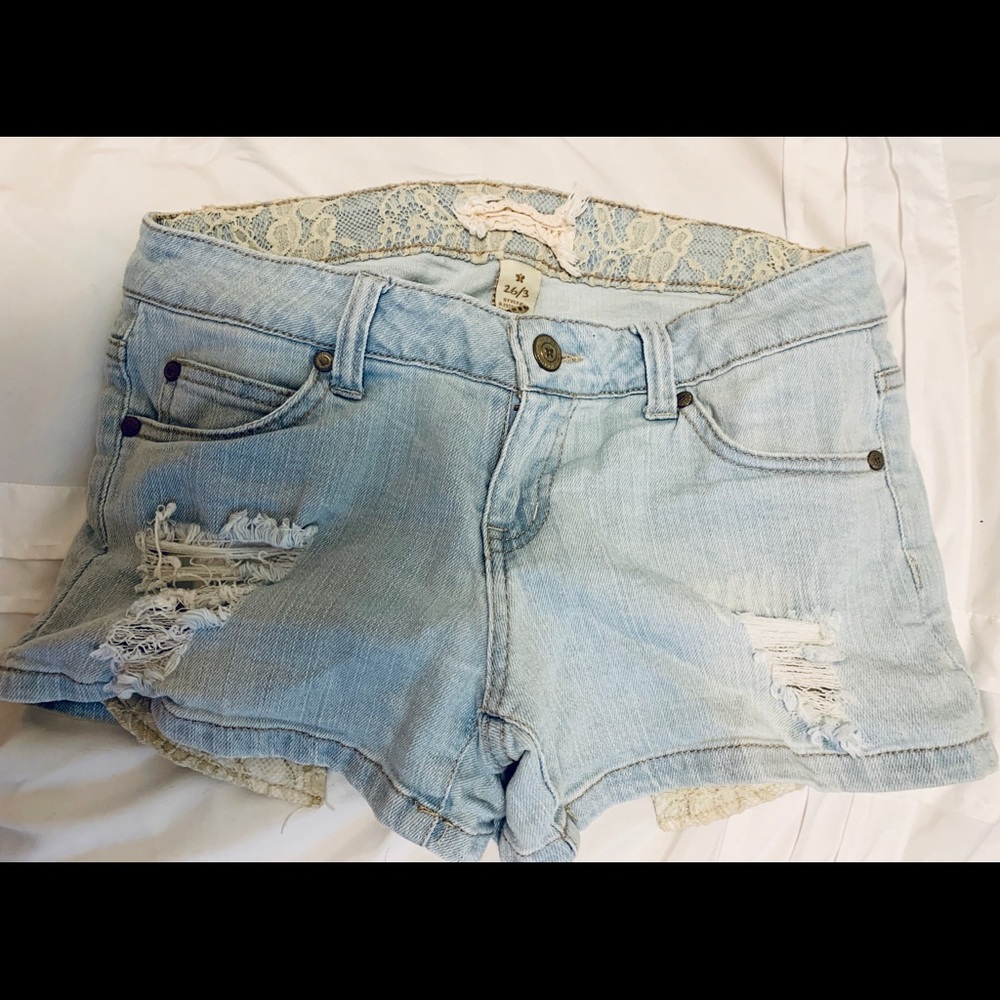 Ripped jean shorts